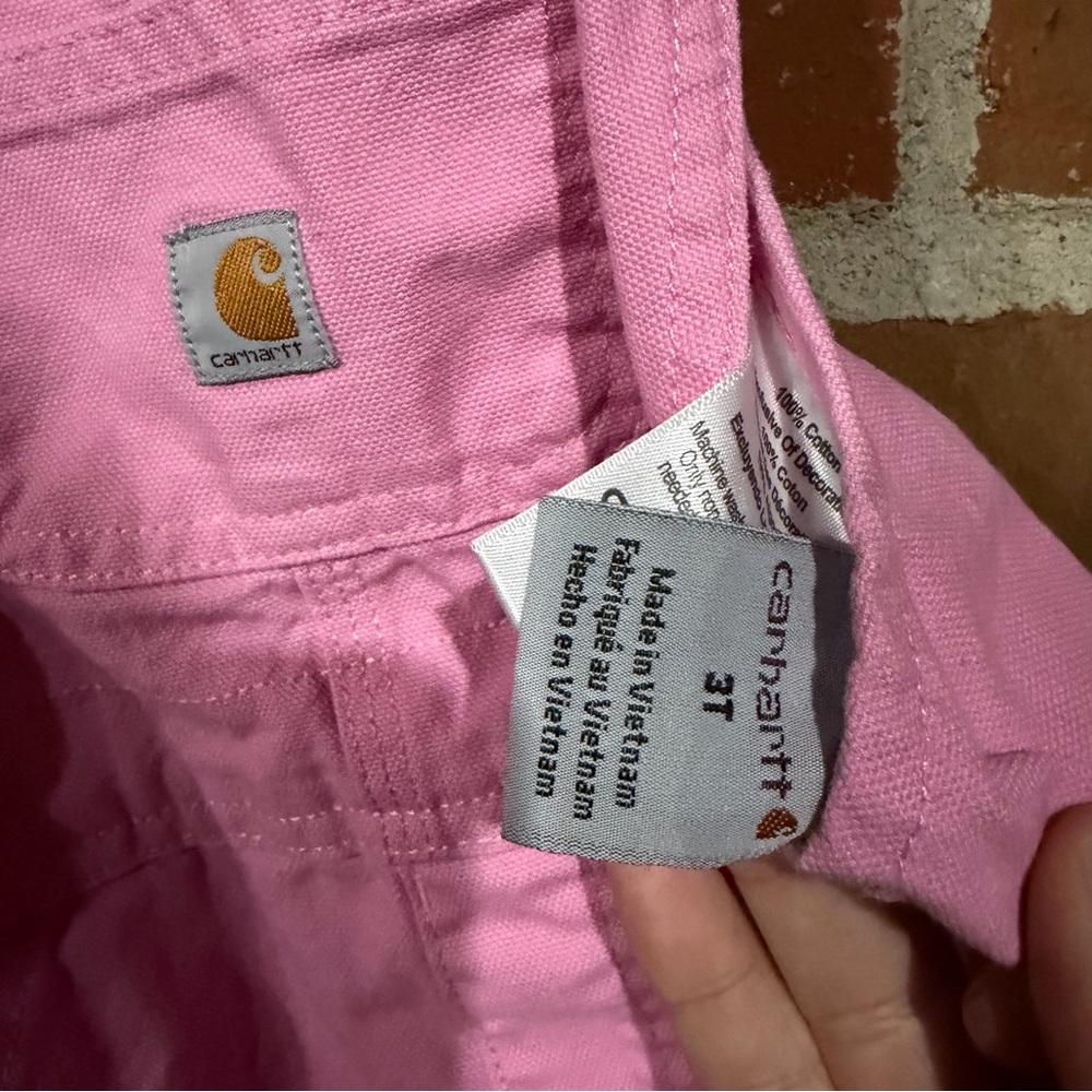 Carhartt Kids Pink Cotton Overalls with Front Pocket - Picture 2 of 12